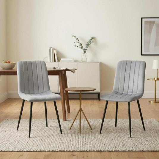 Set de 4 Sillas de Comedor Lusitano, Gris, con Espaldar y Diseño Moderno
