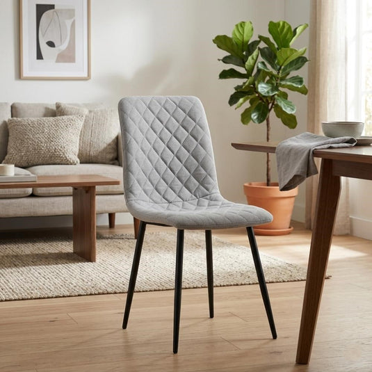 Set de 4 Sillas de Comedor Sorrento, Gris Claro, con Espaldar y Diseño Moderno