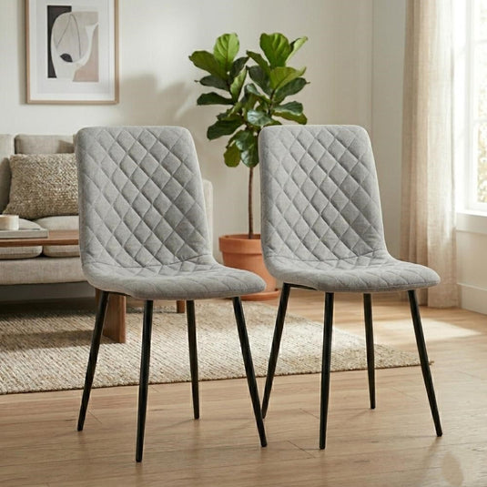 Set de 4 Sillas de Comedor Sorrento, Gris Claro, con Espaldar y Diseño Moderno