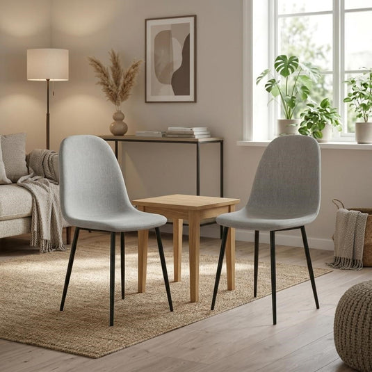 Set de 4 Sillas de Comedor Margarita, Gris, con Espaldar y Diseño Moderno