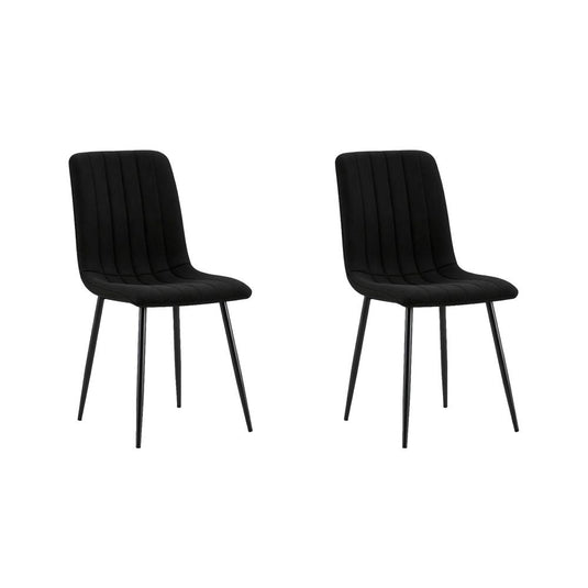 Set de 2 Sillas de Comedor Lusitano, Negro, con Espaldar y Diseño Moderno