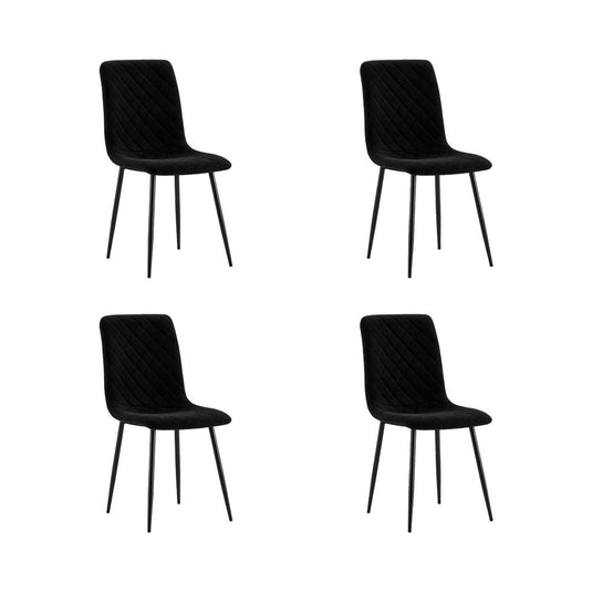 Set de 4 Sillas de Comedor Loretto, Negro, con Espaldar y Diseño Moderno