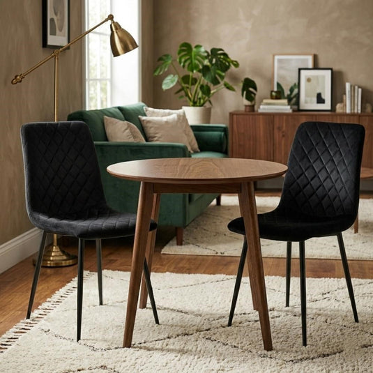 Set de 4 Sillas de Comedor Loretto, Negro, con Espaldar y Diseño Moderno