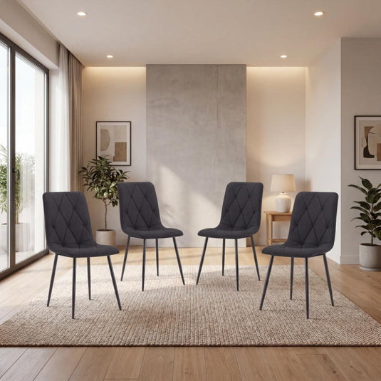 Set de 4 Sillas de Comedor Napoles, Negro, con Espaldar y Diseño Moderno