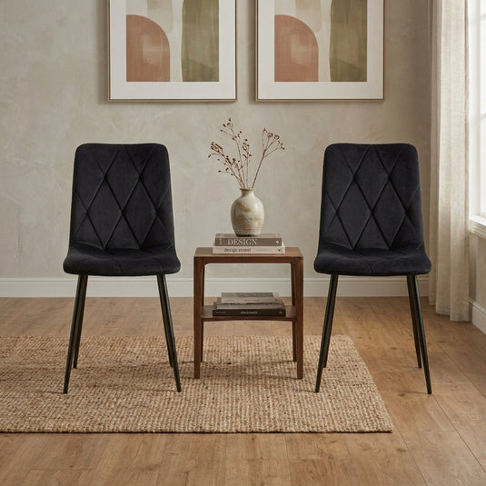 Set de 4 Sillas de Comedor Napoles, Negro, con Espaldar y Diseño Moderno
