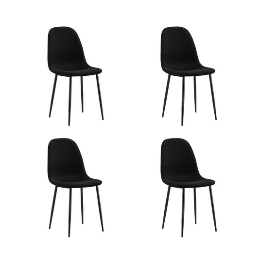 Set de 4 Sillas de Comedor Margarita, Negro, con Espaldar y Diseño Moderno
