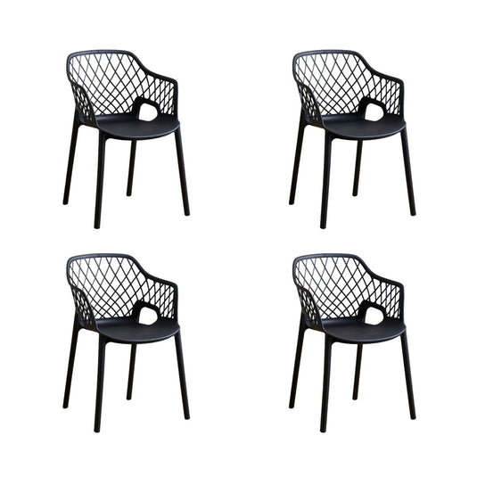 Set de 4 Sillas con Brazos Casablanca, Negro, con Espaldar en Diamantes y Estilo Moderno