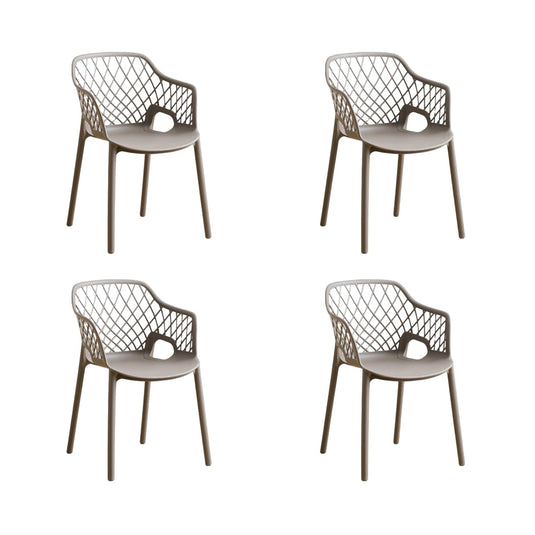 Set de 4 Sillas con Brazos Casablanca, Taupe, con Espaldar en Diamantes y Estilo Moderno