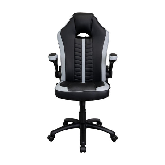 Silla Gamer Rismel, Negro y Gris, con espaldar reclinable y altura ajustable