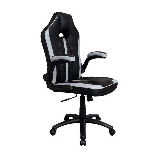 Silla Gamer Rismel, Negro y Gris, con espaldar reclinable y altura ajustable