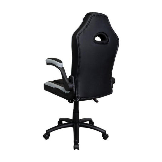 Silla Gamer Rismel, Negro y Gris, con espaldar reclinable y altura ajustable