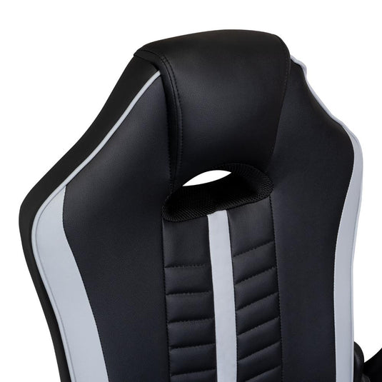 Silla Gamer Rismel, Negro y Gris, con espaldar reclinable y altura ajustable