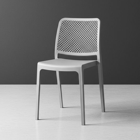 Silla Manhattan, Gris Oscuro, con Espaldar en Rejilla y Diseño Minimalista