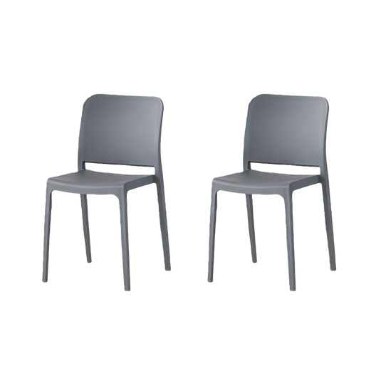 Set de 2 Sillas Triveca, Gris Oscuro, con Espaldar Cerrado y Diseño Minimalista