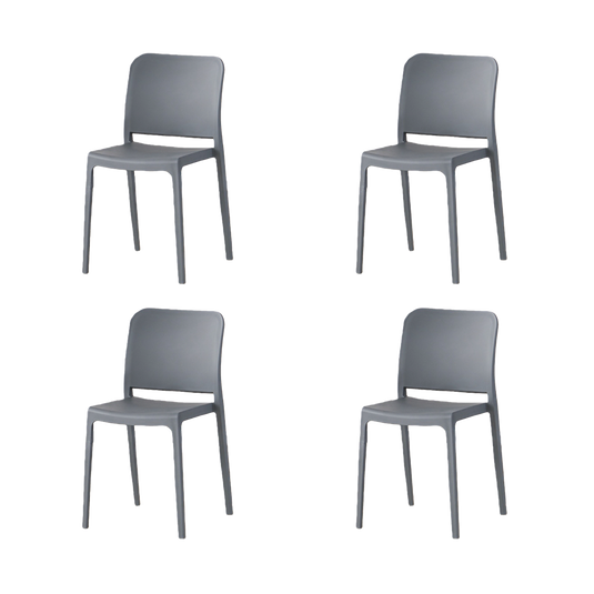Set de 4 Sillas Triveca, Gris Oscuro, con Espaldar Cerrado y Diseño Minimalista