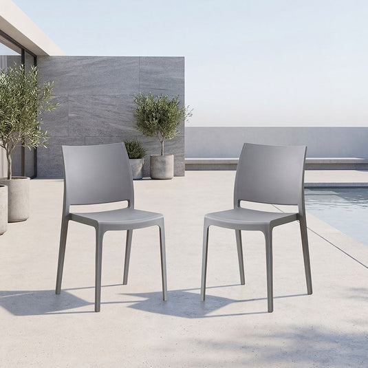 Set de 2 Sillas Soho, Gris Oscuro, con Espaldar Cerrado y Diseño Minimalista