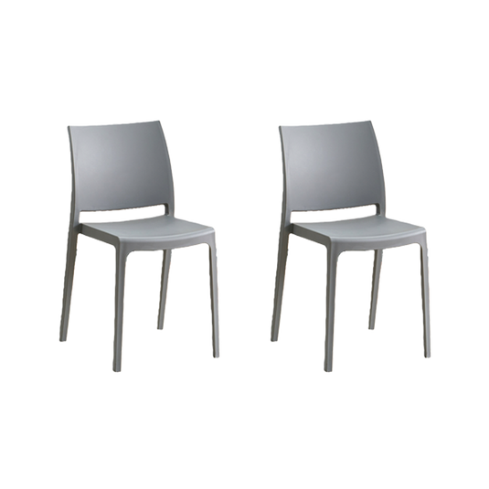 Set de 2 Sillas Soho, Gris Oscuro, con Espaldar Cerrado y Diseño Minimalista