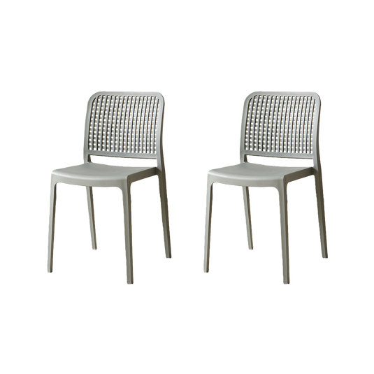 Set de 2 Sillas Bronx , Gris Oscuro, con Espaldar en Cuadrados y Diseño Minimalista