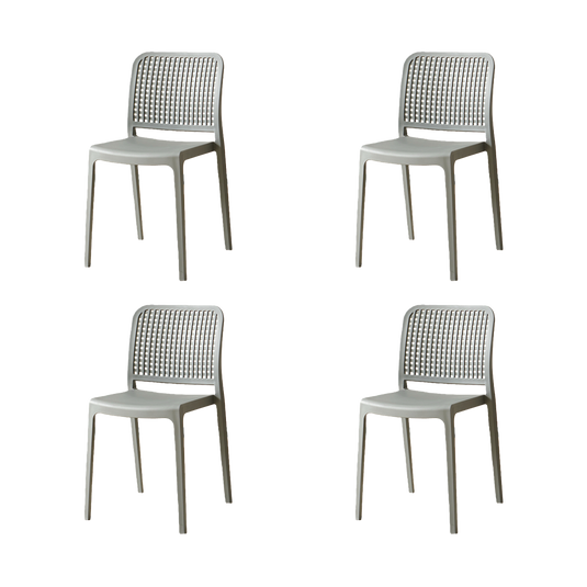 Set de 4 Sillas Bronx, Gris Oscuro, con Espaldar en Cuadrados y Diseño Minimalista