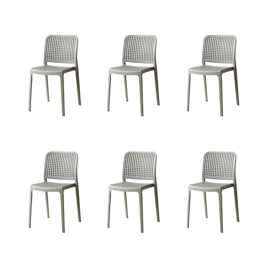Set de 6 Sillas Bronx, Gris Oscuro, con Espaldar en Cuadrados y Diseño Minimalista