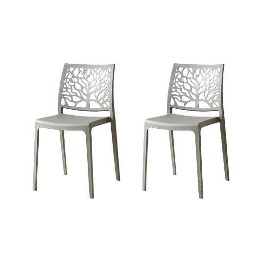Set de 2 Sillas Harlem, Gris Oscuro, con Espaldar en Forma de Árbol y Diseño Minimalista