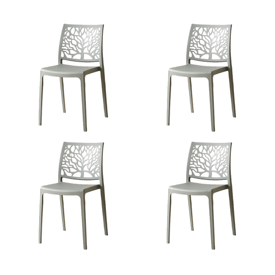 Set de 4 Sillas Harlem, Gris Oscuro, con Espaldar en Forma de Árbol y Diseño Minimalista