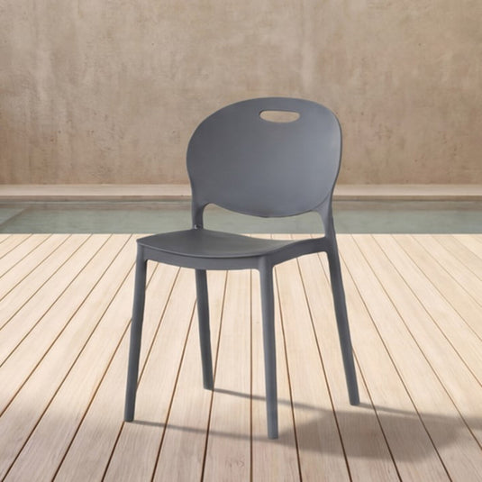 Silla Queens, Gris Oscuro, con Espaldar Redondo y Diseño Minimalista