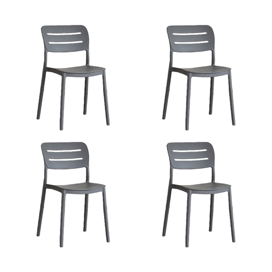 Set de 4 Sillas Harriman, Gris Oscuro, con Medio Espaldar y Diseño Minimalista