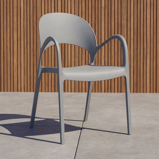 Silla Bremen, Gris Oscuro, con Espaldar, Reposa Brazos y Diseño Minimalista