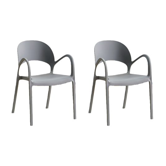 Set de 2 Sillas Bremen, Gris Oscuro, con Espaldar, Reposa Brazos y Diseño Minimalista