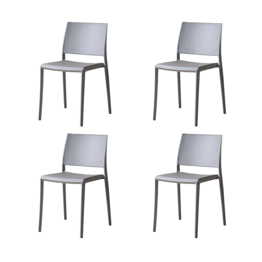 Set de 4 Sillas Toledo, Color Gris, con Espaldar Liso y Cuadrado, Diseño Moderno