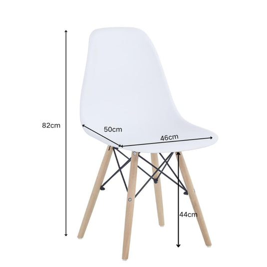 Set de 2 Sillas Eames, Color Blanco, con Patas de Madera