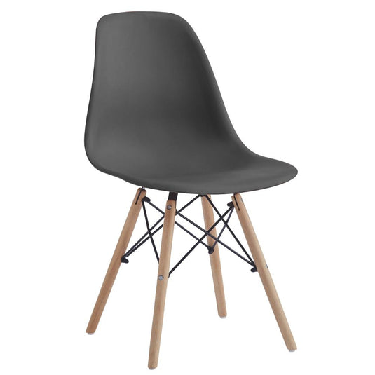 Set de 4 Sillas Eames, Color Negro, con Patas de Madera