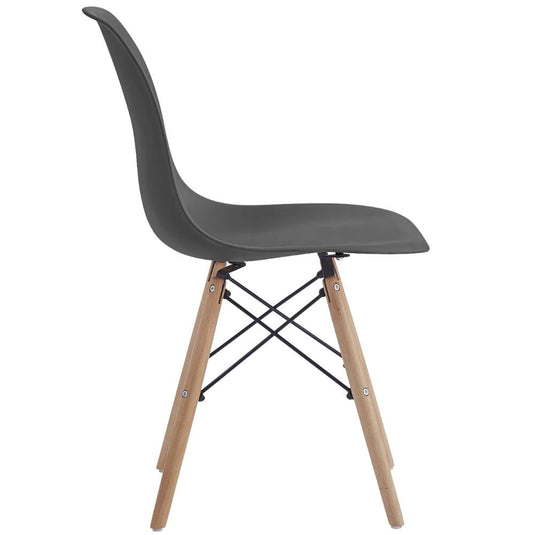 Set de 4 Sillas Eames, Color Negro, con Patas de Madera
