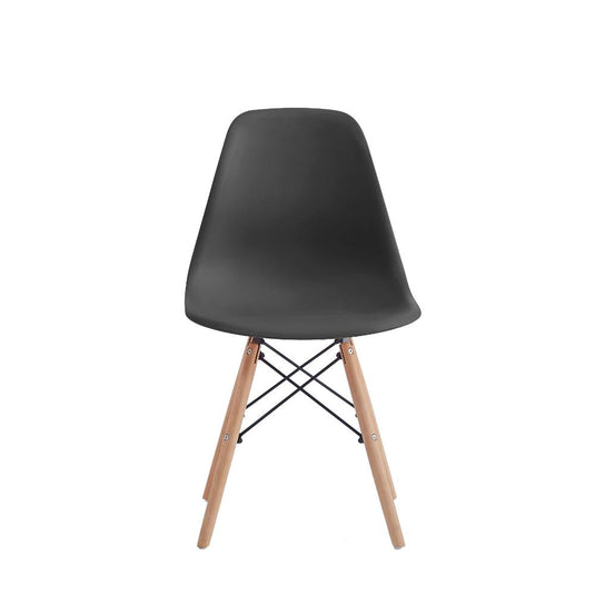Set de 4 Sillas Eames, Color Negro, con Patas de Madera