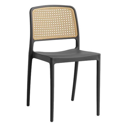 Set de 4 Sillas Texas, Color Negro y Beige, con Espaldar Transpirable