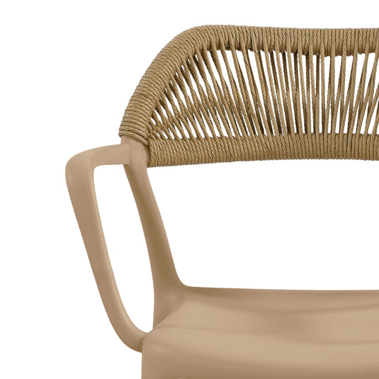 Set de 2 Sillas con Brazos Bombay, Khaki y Beige, con Espaldar en Cuerdas y Diseño Moderno
