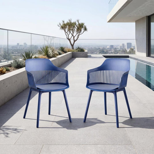 Set de 2 Sillas con Cojín Max, Color Azul, con Espaldar en Rejilla