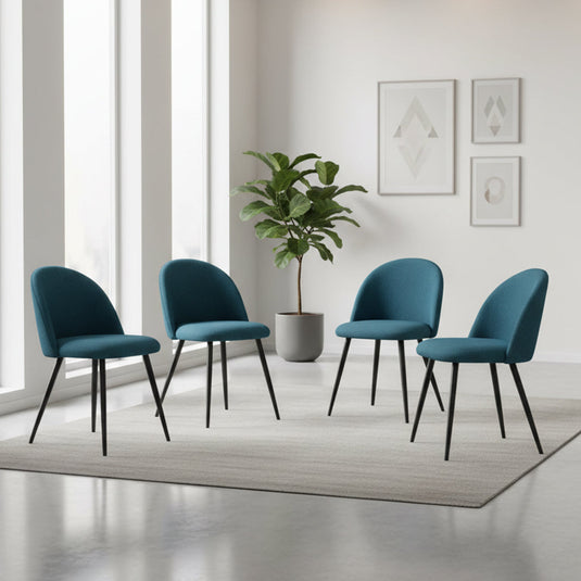 Set de 4 Sillas Core, Color Azul, con Espaldar y Diseño Moderno