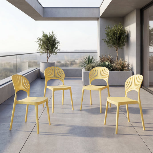 Set de 4 Sillas Paraíso, Color Amarillo, con Espaldar y Diseño Moderno