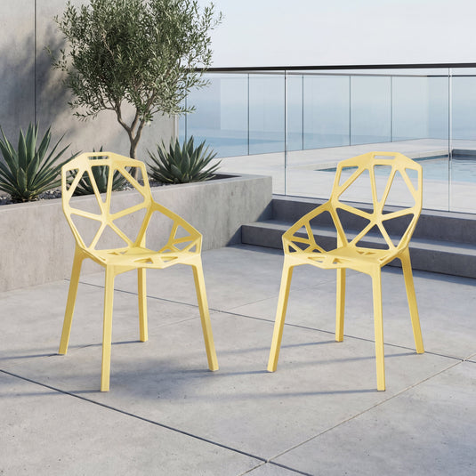 Set de 2 Sillas Roxy, Color Amarillo, con Espaldar y Diseño Moderno