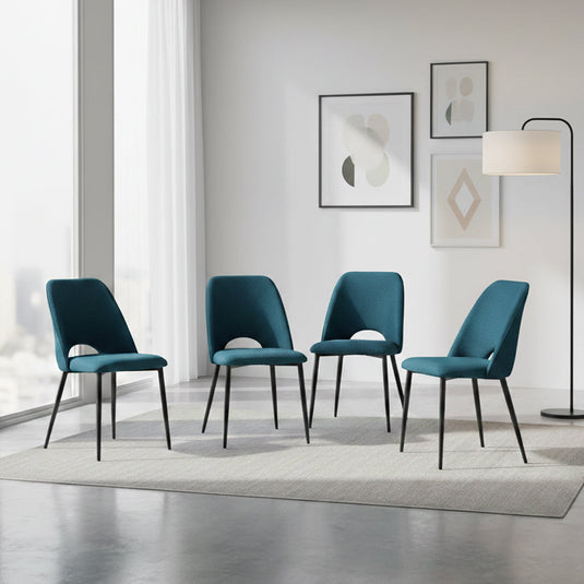 Set de 4 Sillas Urban, Color Azul, con Espaldar y Diseño Moderno
