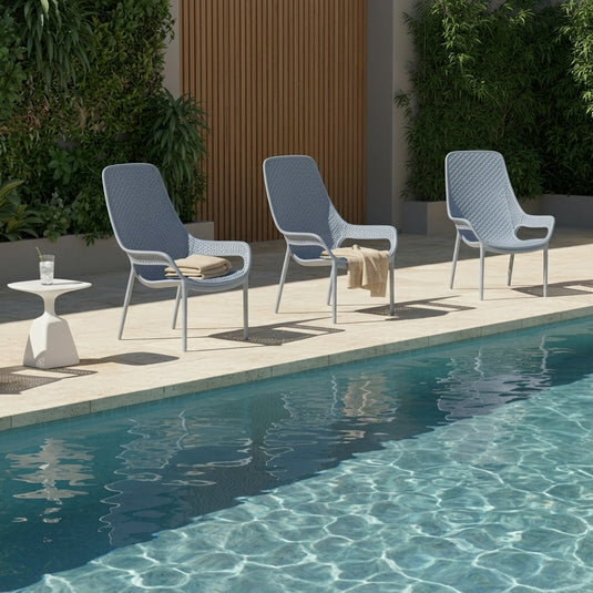 Set de 2 Sillas Lounge Mayorca, Azul Claro, con Espaldar y Reposa Brazos