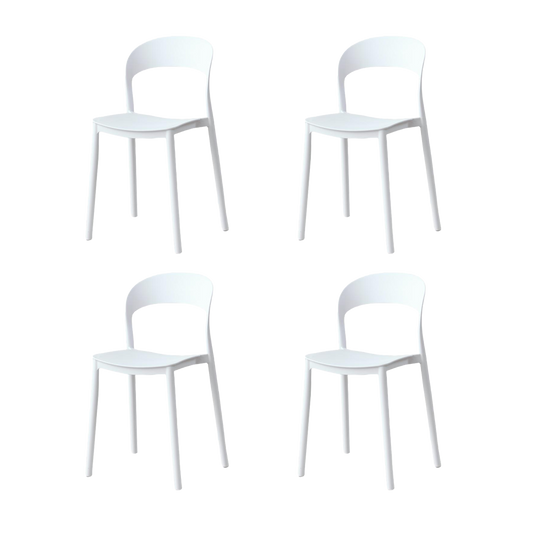 Set de 4 Sillas Patrick, Color Blanco, con Espaldar y Diseño Moderno