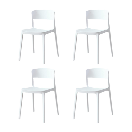 Set de 4 Sillas Mónaco, Color Blanco, con Espaldar y Diseño Moderno