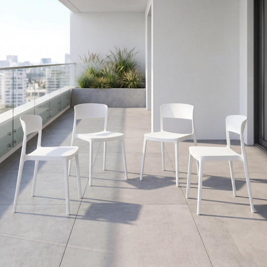 Set de 4 Sillas Mónaco, Color Blanco, con Espaldar y Diseño Moderno
