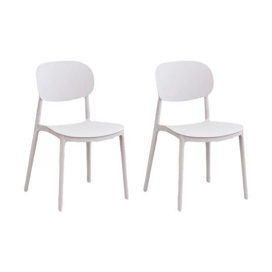 Set de 2 Sillas Milán, Color Blanco, con Espaldar y Diseño Moderno