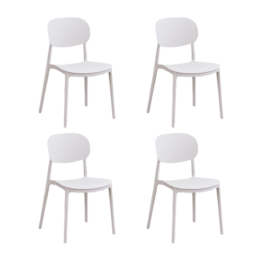 Set de 4 Sillas Milán, Color Blanco, con Espaldar y Diseño Moderno