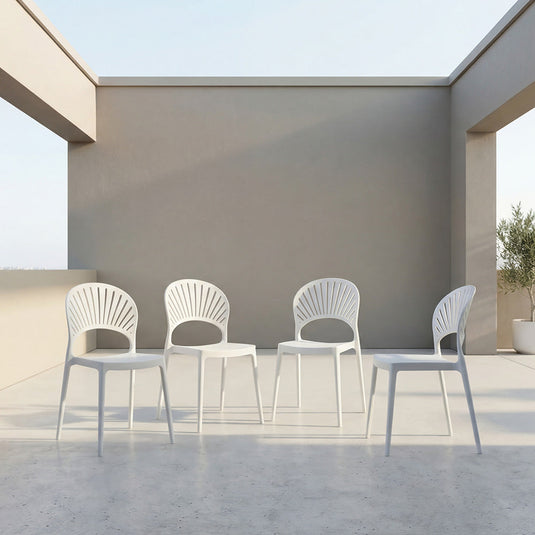 Set de 4 Sillas Paraíso, Color Blanco, con Espaldar y Diseño Moderno