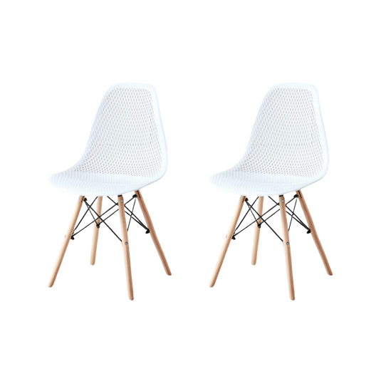 Silla Aira, Color Blanco, Con espaldar y patas en Madera X2